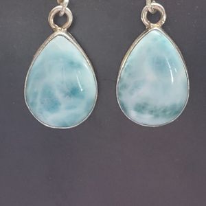 Larimar tear drop hook earrings